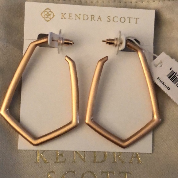 Kendra Scott Lonnie 14k Rose Gold Plated Elongated Hoop Earrings NWT & Dust Bag - Picture 6 of 11